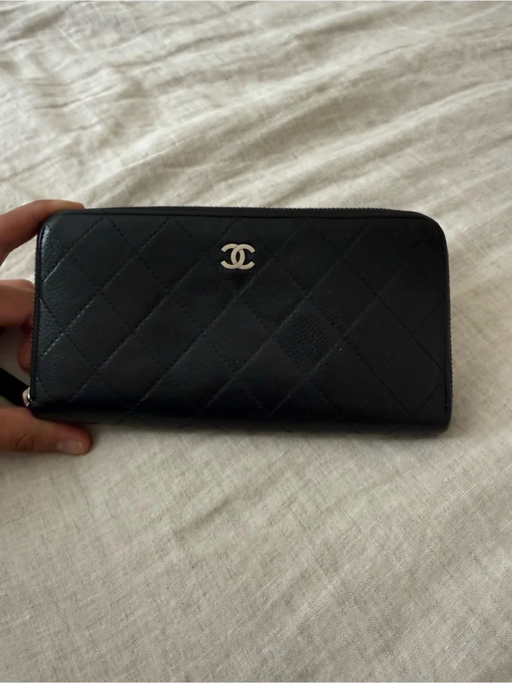 CHANEL Black zip wallet